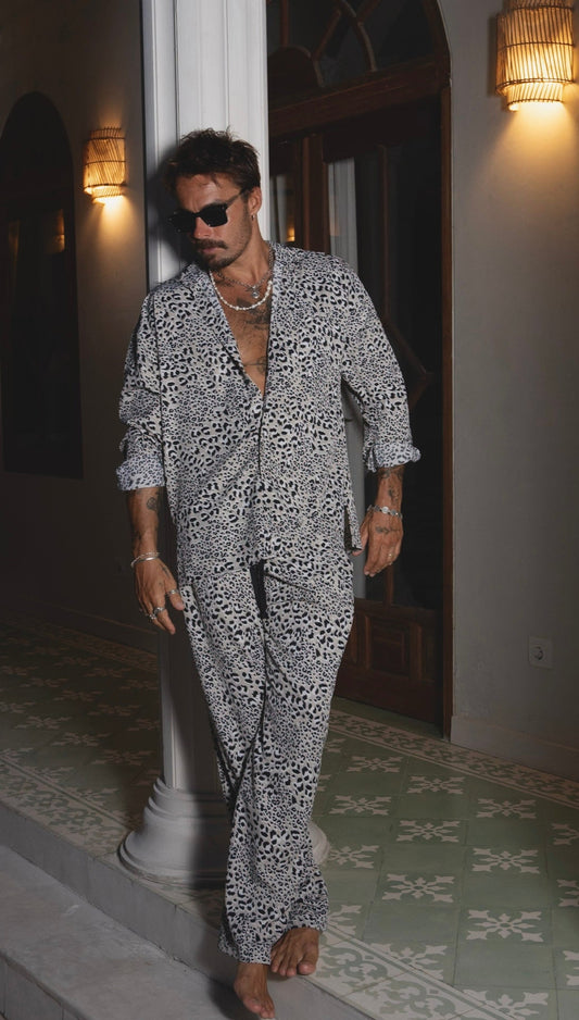 Leopard rayon-viscose shirt and pants set – Armè LEO SET
