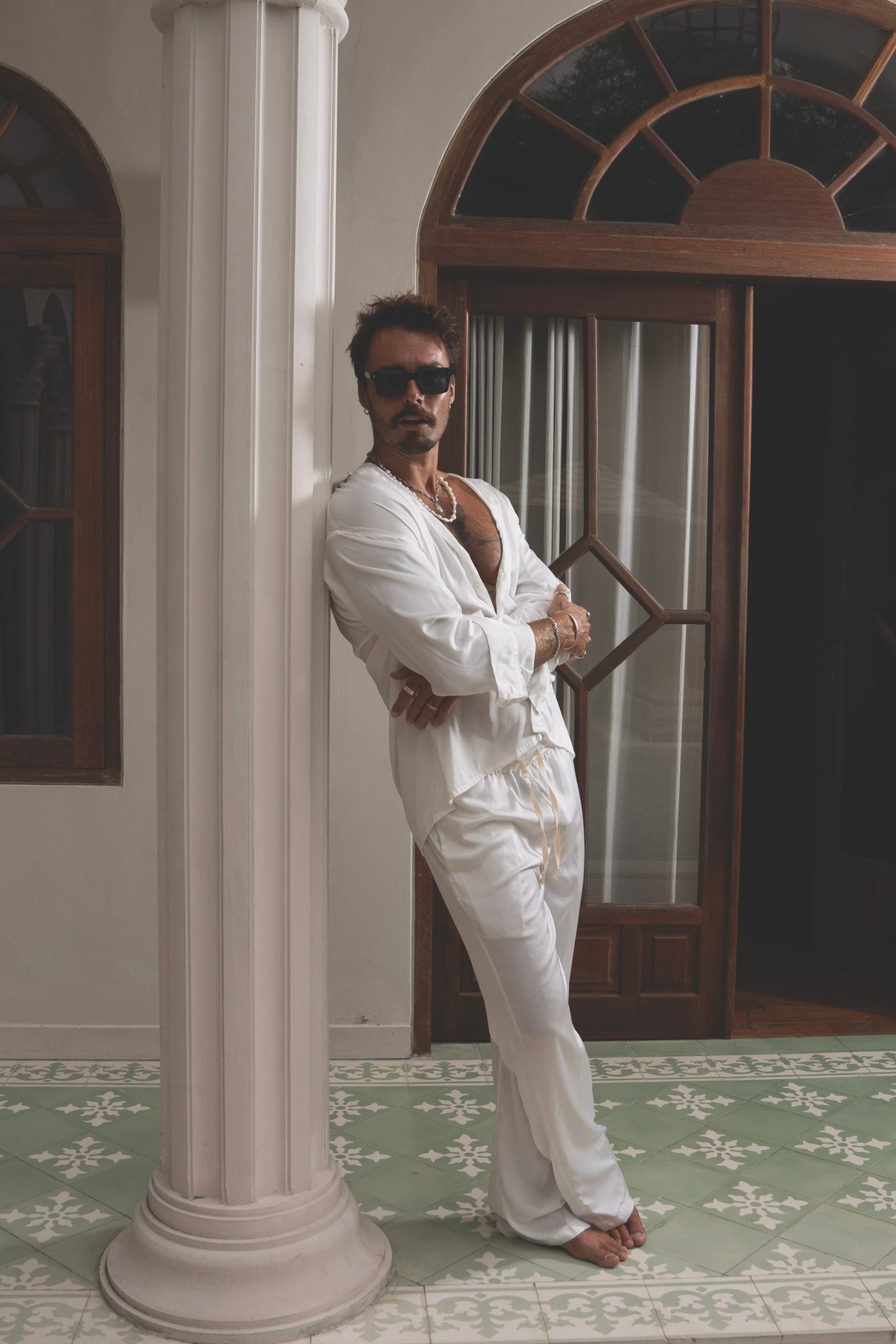 White silk-effect shirt and pants set – Armè BIANCO SET